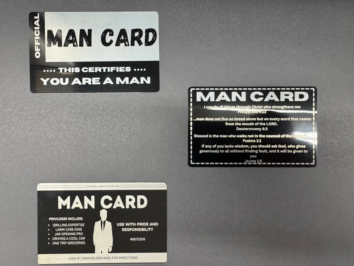 Metal 'Man Card' Wallet sized