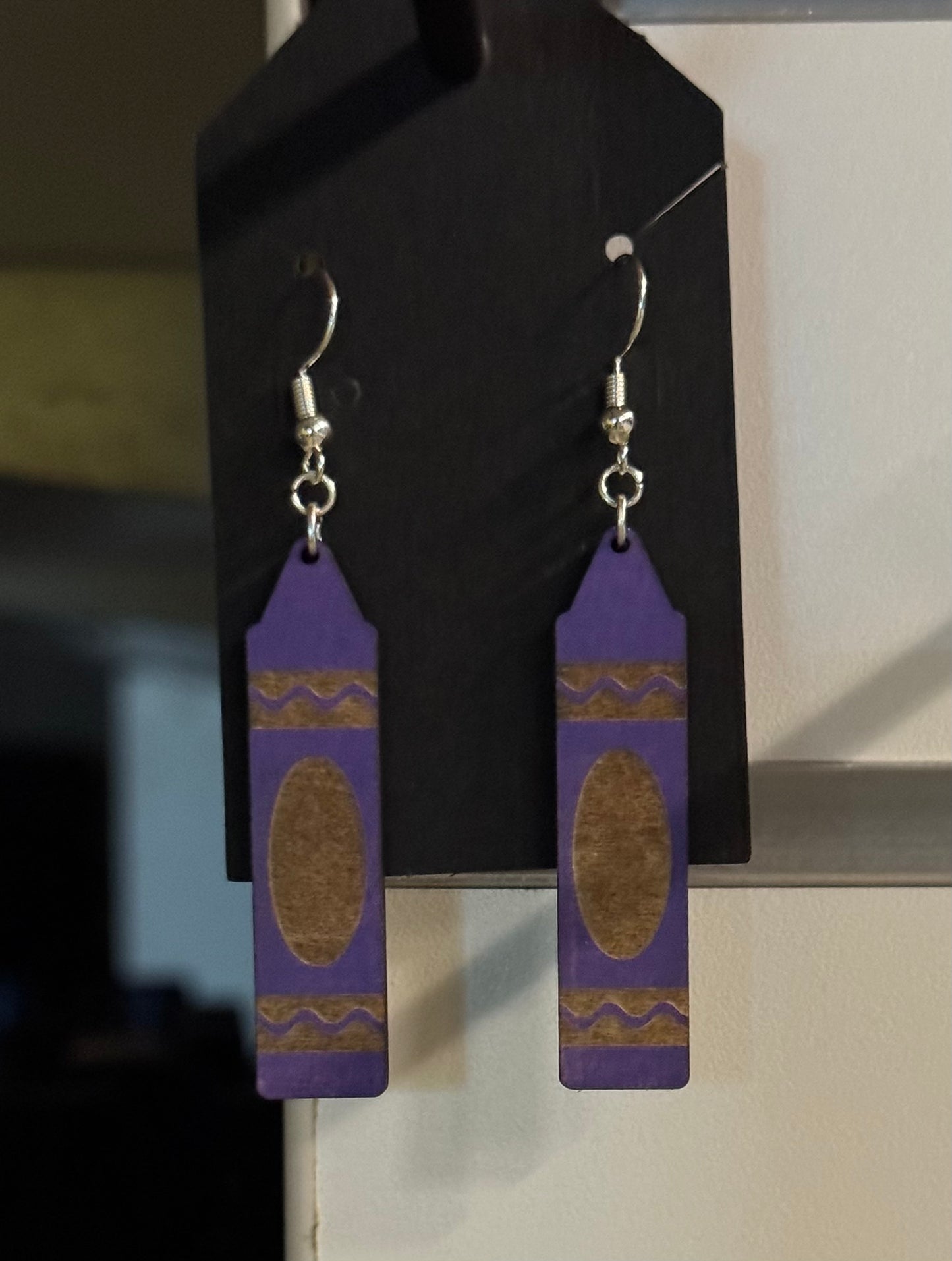 Crayon Laser cut Wood Earrings