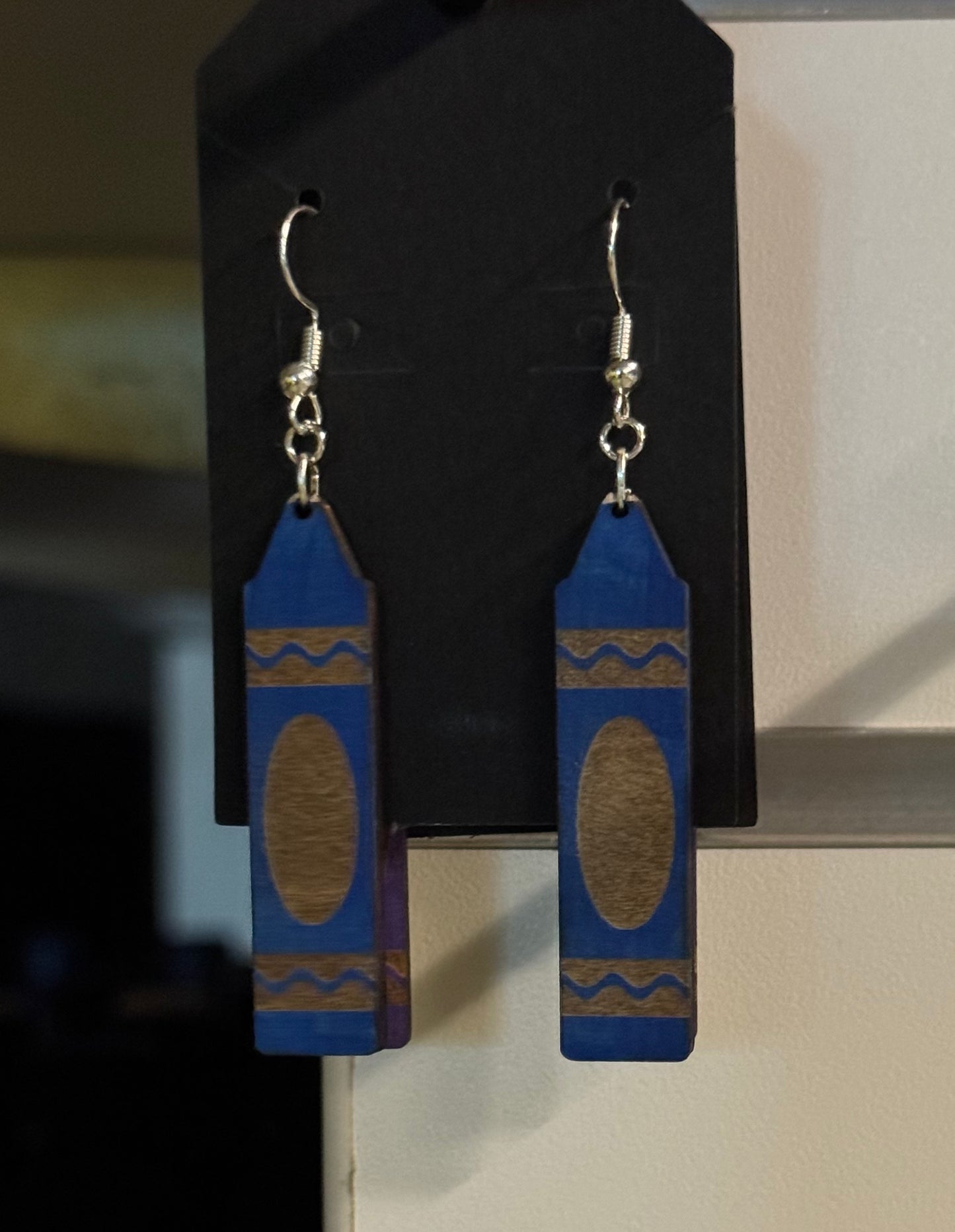 Crayon Laser cut Wood Earrings
