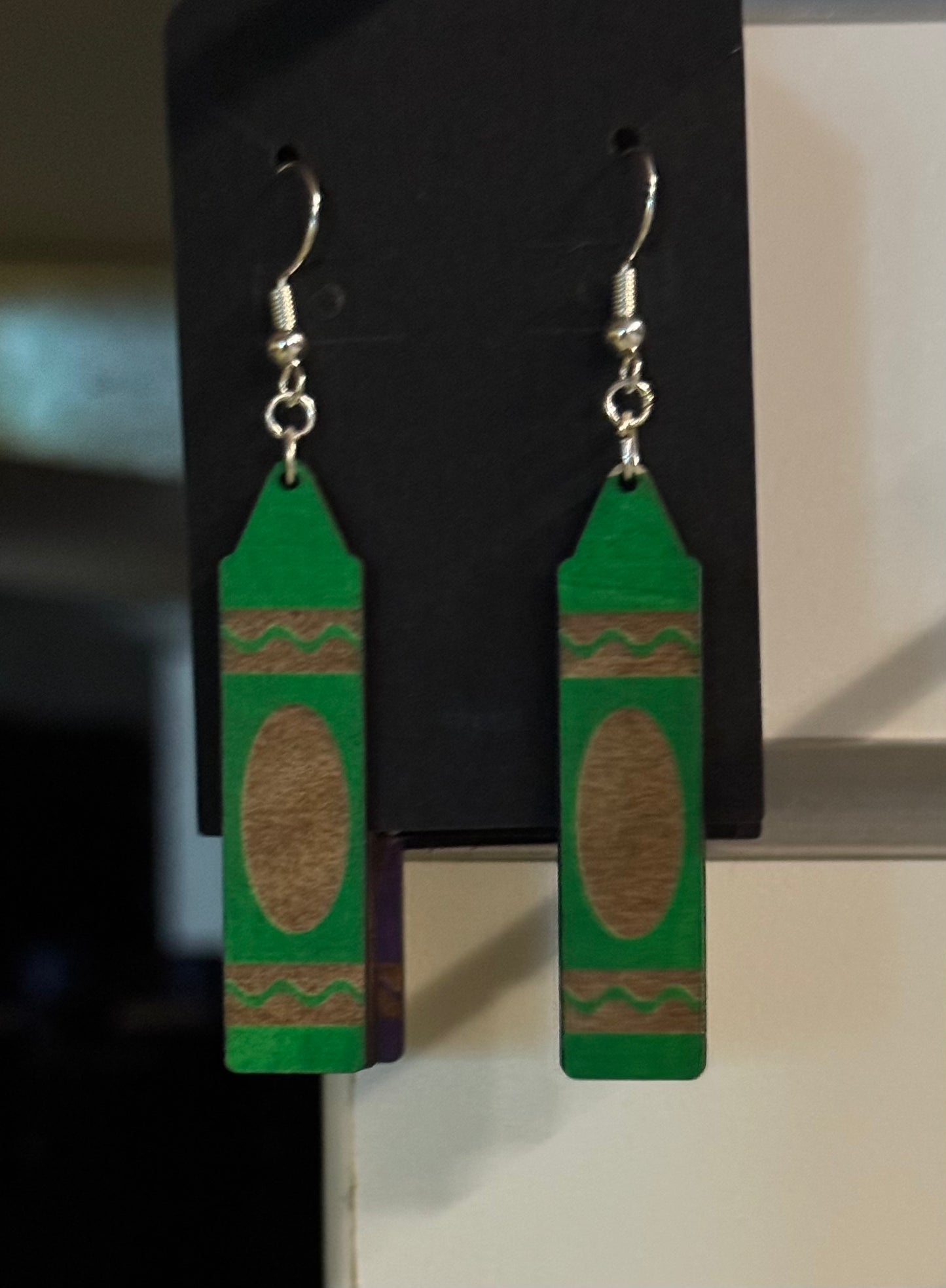 Crayon Laser cut Wood Earrings