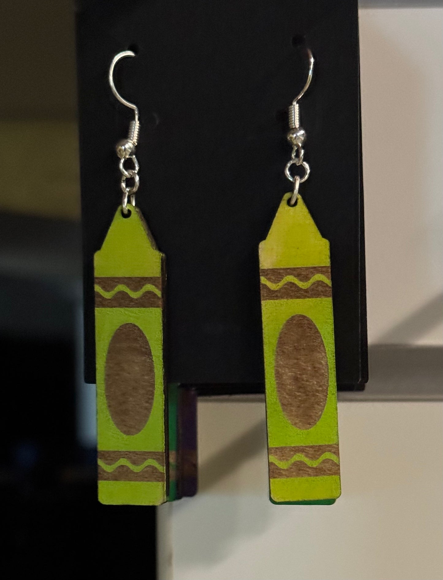 Crayon Laser cut Wood Earrings
