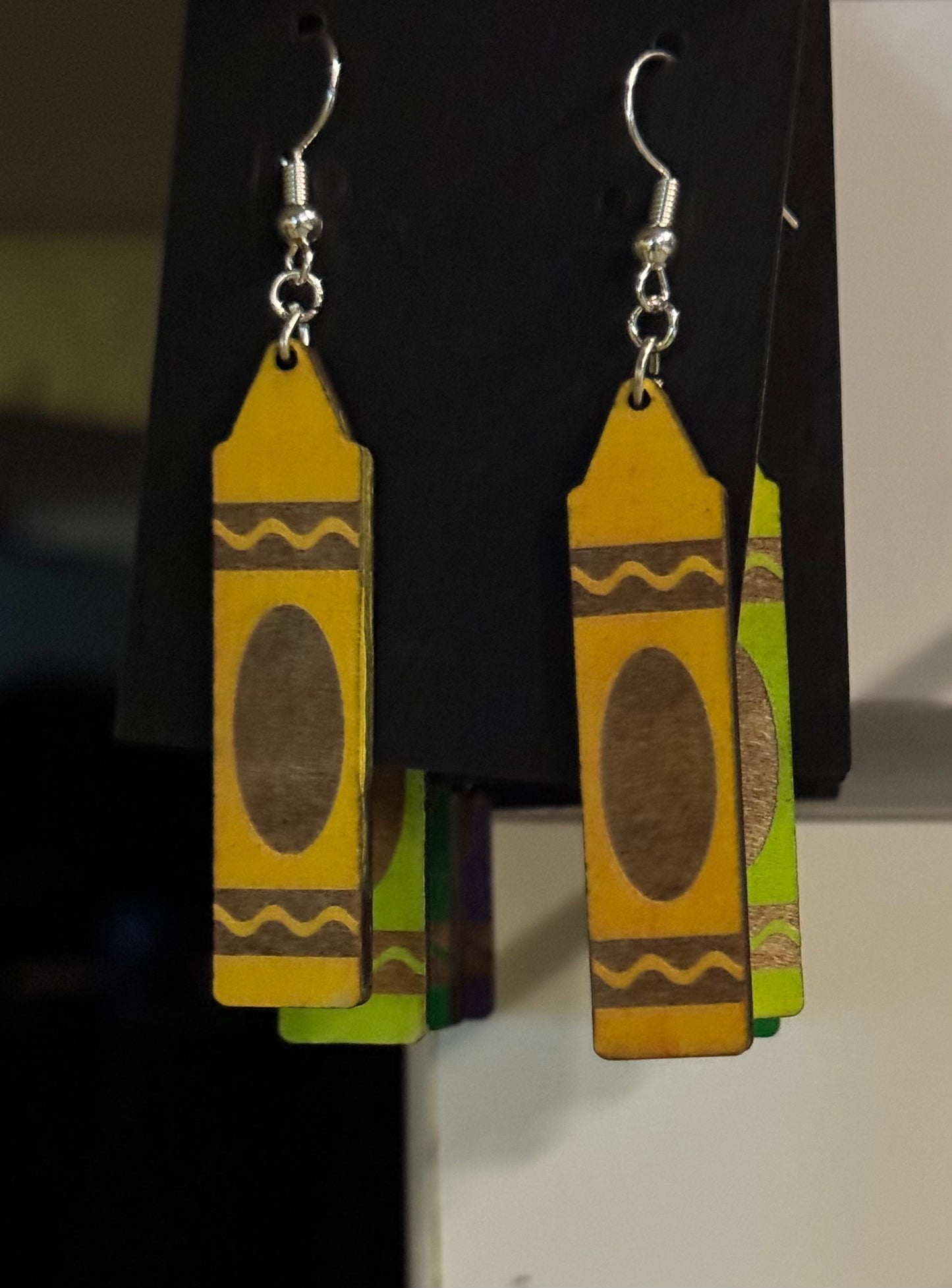 Crayon Laser cut Wood Earrings