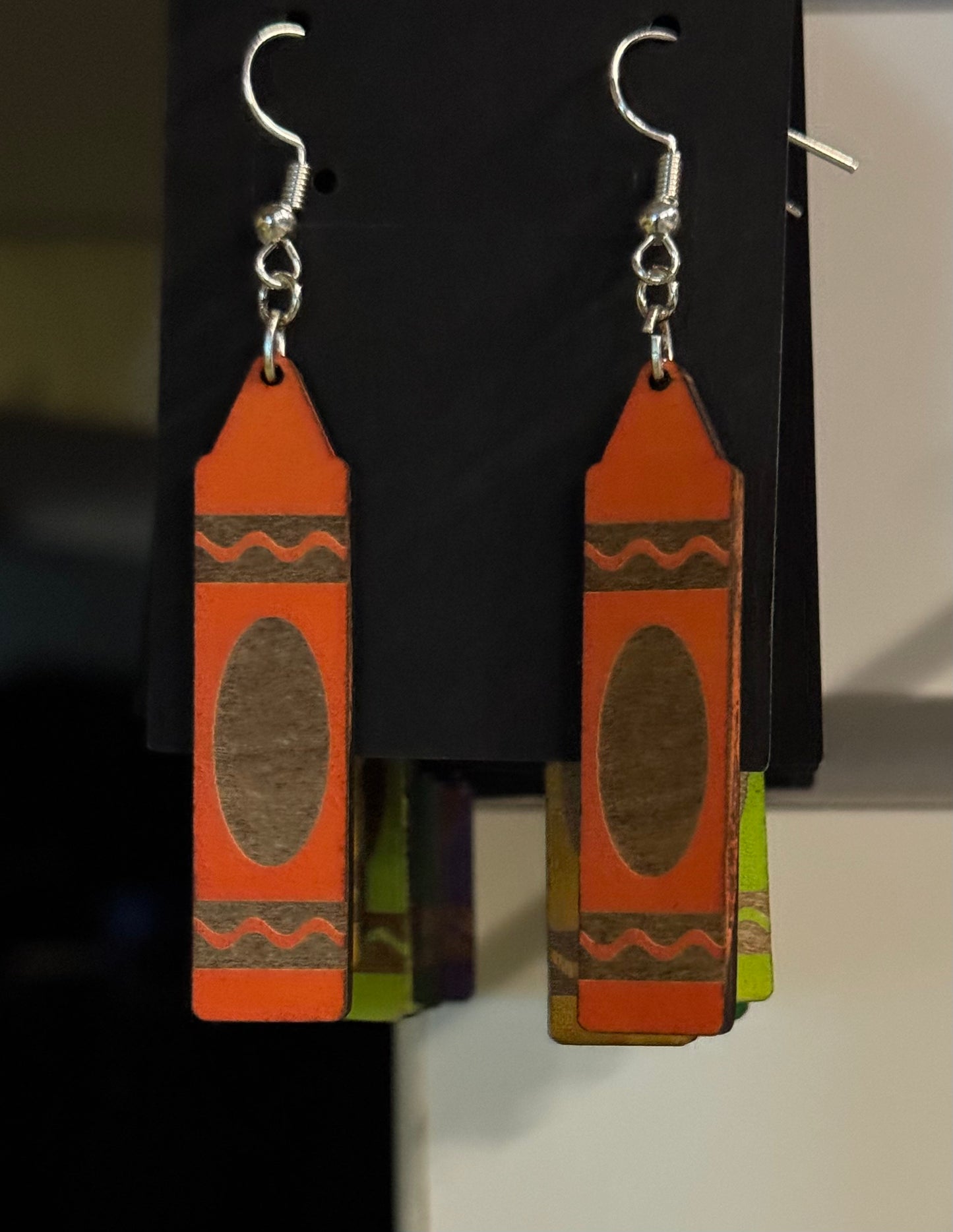 Crayon Laser cut Wood Earrings
