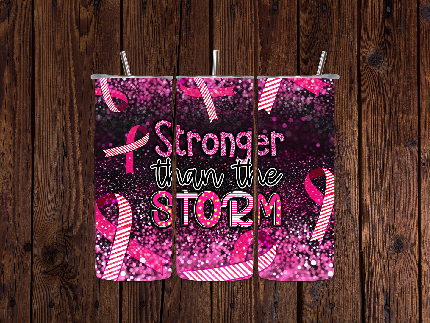 Stronger than the storm breast cancer tumbler