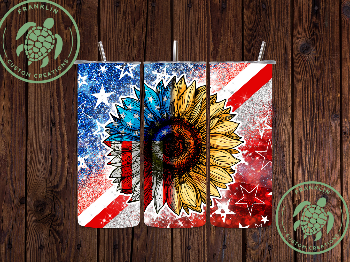 Patriotic Sunflower Tumbler