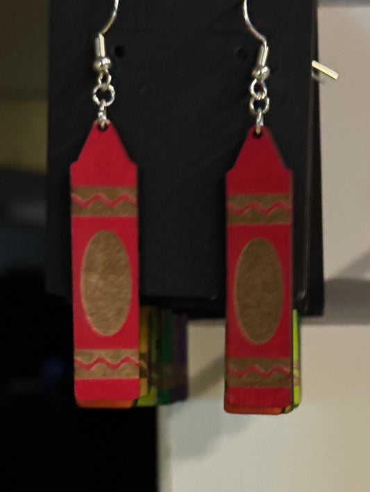 Crayon Laser cut Wood Earrings